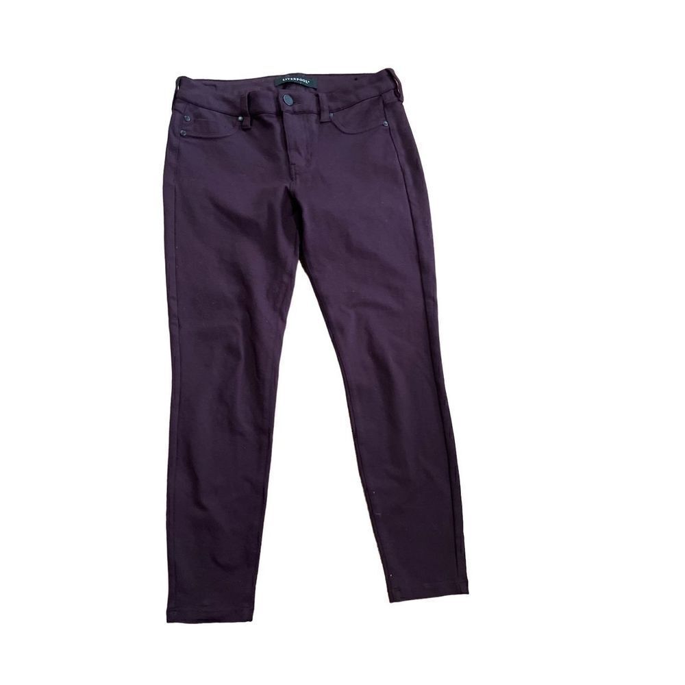 Liverpool Madonna Size 2/26 Petite Dark Plum Aubergine Zip Up Stretch Pants‎